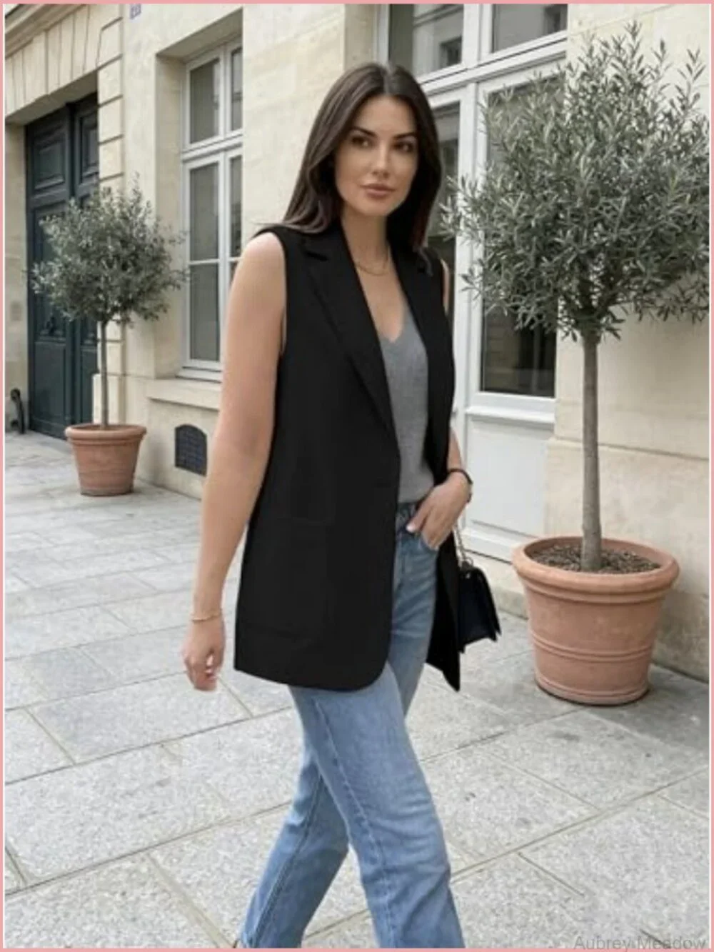 Sleeveless Long Vest Blazer Dressy Suit Jacket for Women
